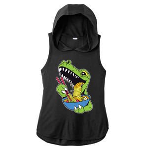 T-Rex Eating Ramen Ladies PosiCharge Tri-Blend Wicking Draft Hoodie Tank