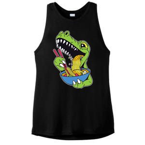 T-Rex Eating Ramen Ladies PosiCharge Tri-Blend Wicking Tank