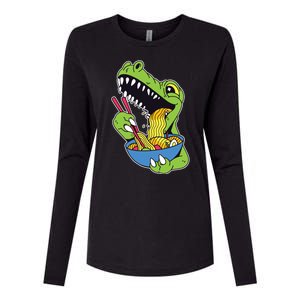 T-Rex Eating Ramen Womens Cotton Relaxed Long Sleeve T-Shirt