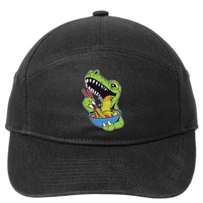 T-Rex Eating Ramen 7-Panel Snapback Hat