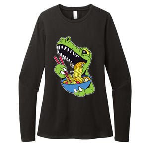 T-Rex Eating Ramen Womens CVC Long Sleeve Shirt