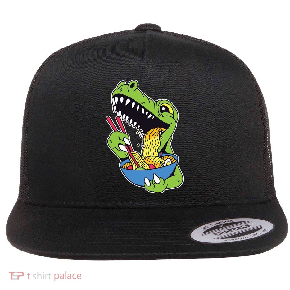 T-Rex Eating Ramen Flatbill Hat