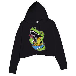 T-Rex Eating Ramen Crop Fleece Hoodie