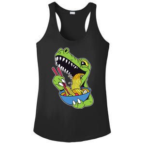 T-Rex Eating Ramen Ladies PosiCharge Competitor Racerback Tank