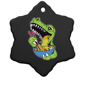 T-Rex Eating Ramen Ceramic Star Ornament