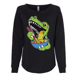 T-Rex Eating Ramen Womens California Wash Sweatshirt