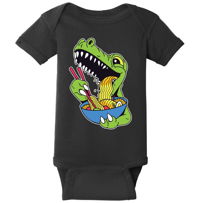 T-Rex Eating Ramen Baby Bodysuit