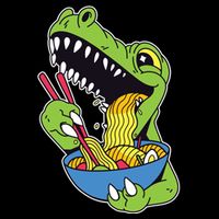 T-Rex Eating Ramen Baby Bodysuit