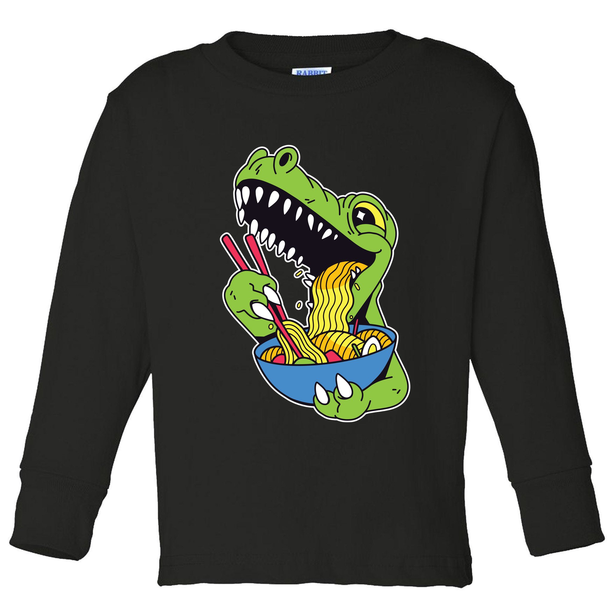 T-Rex Eating Ramen Toddler Long Sleeve Shirt