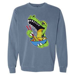 T-Rex Eating Ramen Garment-Dyed Sweatshirt