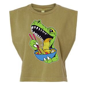 T-Rex Eating Ramen Garment-Dyed Women's Muscle Tee