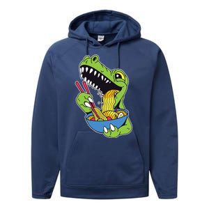 T-Rex Eating Ramen Performance Fleece Hoodie