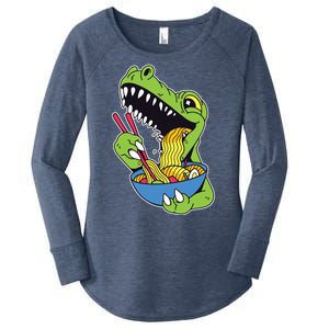 T-Rex Eating Ramen Women's Perfect Tri Tunic Long Sleeve Shirt