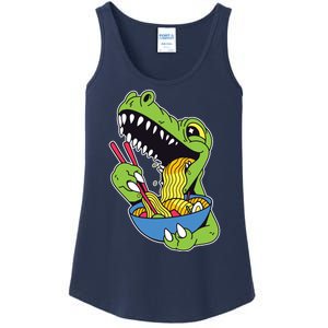 T-Rex Eating Ramen Ladies Essential Tank