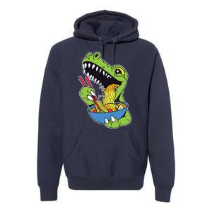 T-Rex Eating Ramen Premium Hoodie