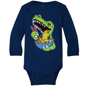 T-Rex Eating Ramen Baby Long Sleeve Bodysuit