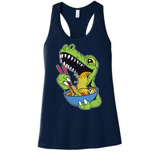 T-Rex Eating Ramen Women's Racerback Tank