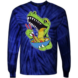 T-Rex Eating Ramen Tie-Dye Long Sleeve Shirt