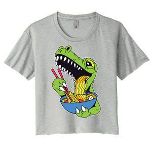 T-Rex Eating Ramen Women's Crop Top Tee