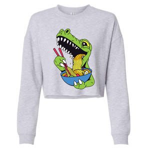 T-Rex Eating Ramen Cropped Pullover Crew