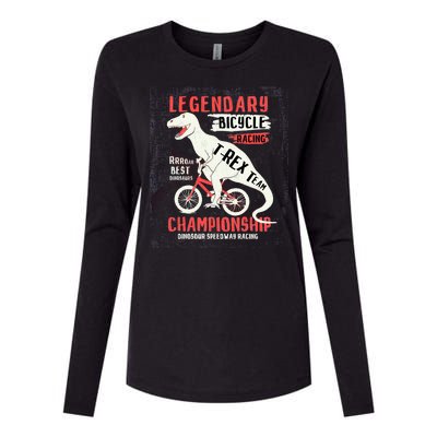 T-Rex Funny Bicycle Racing Womens Cotton Relaxed Long Sleeve T-Shirt