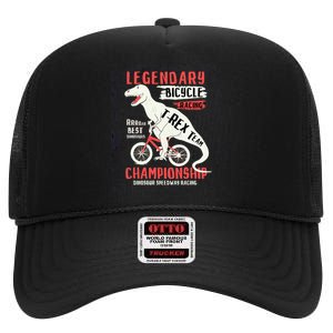 T-Rex Funny Bicycle Racing High Crown Mesh Back Trucker Hat