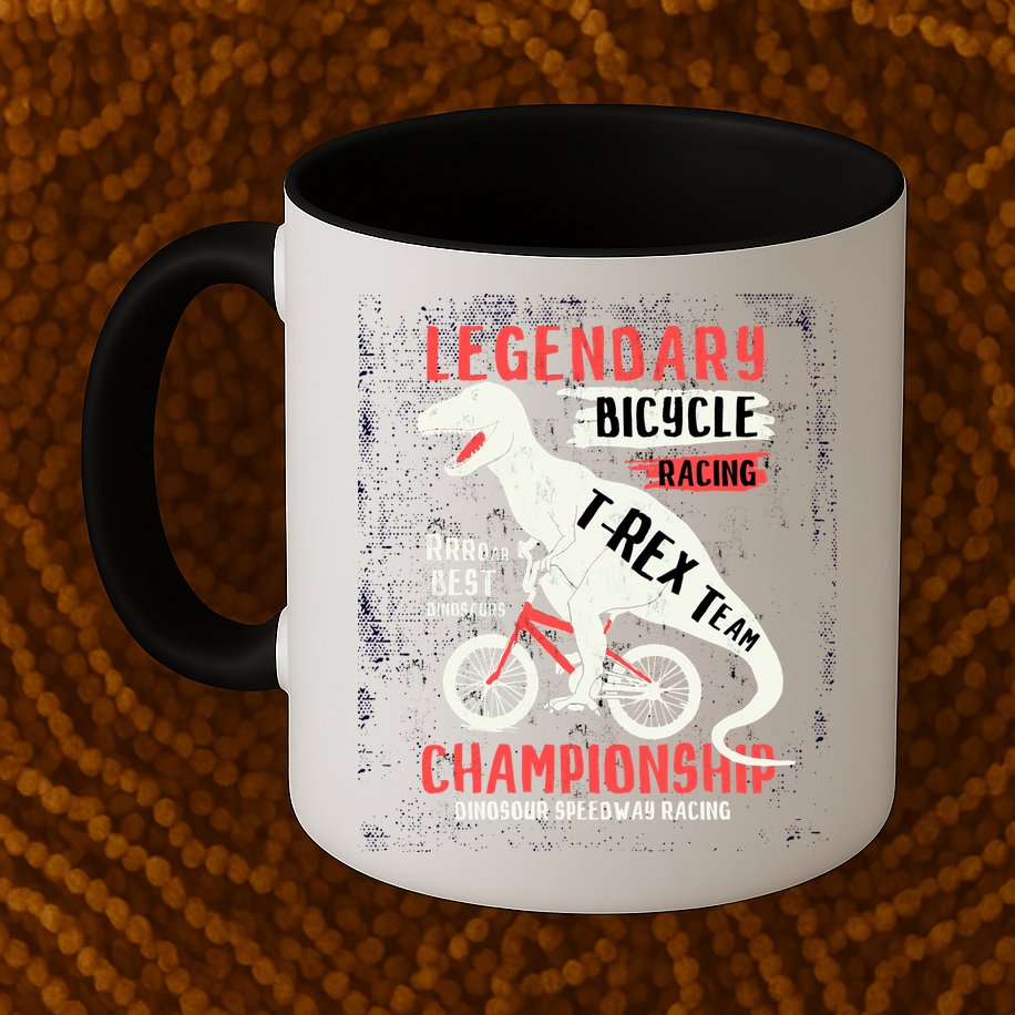 T-Rex Funny Bicycle Racing Mug