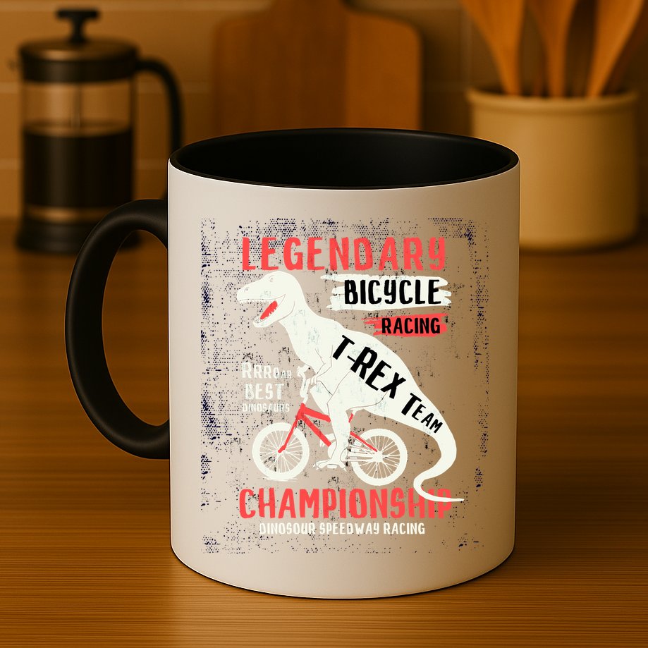 T-Rex Funny Bicycle Racing Mug