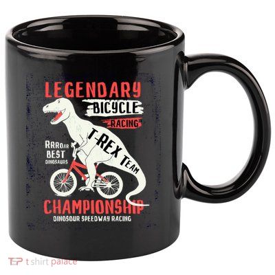 T-Rex Funny Bicycle Racing 11oz C Handle Ceramic Mug