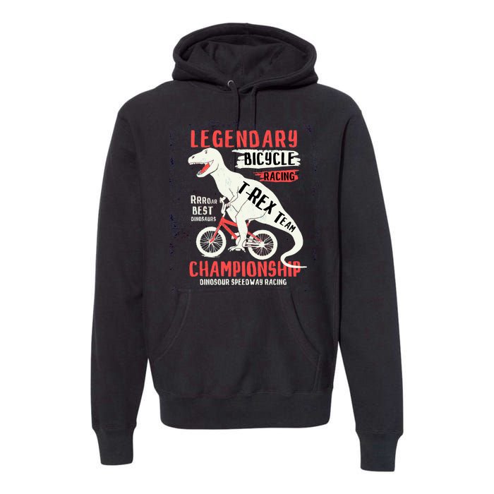 T-Rex Funny Bicycle Racing Premium Hoodie