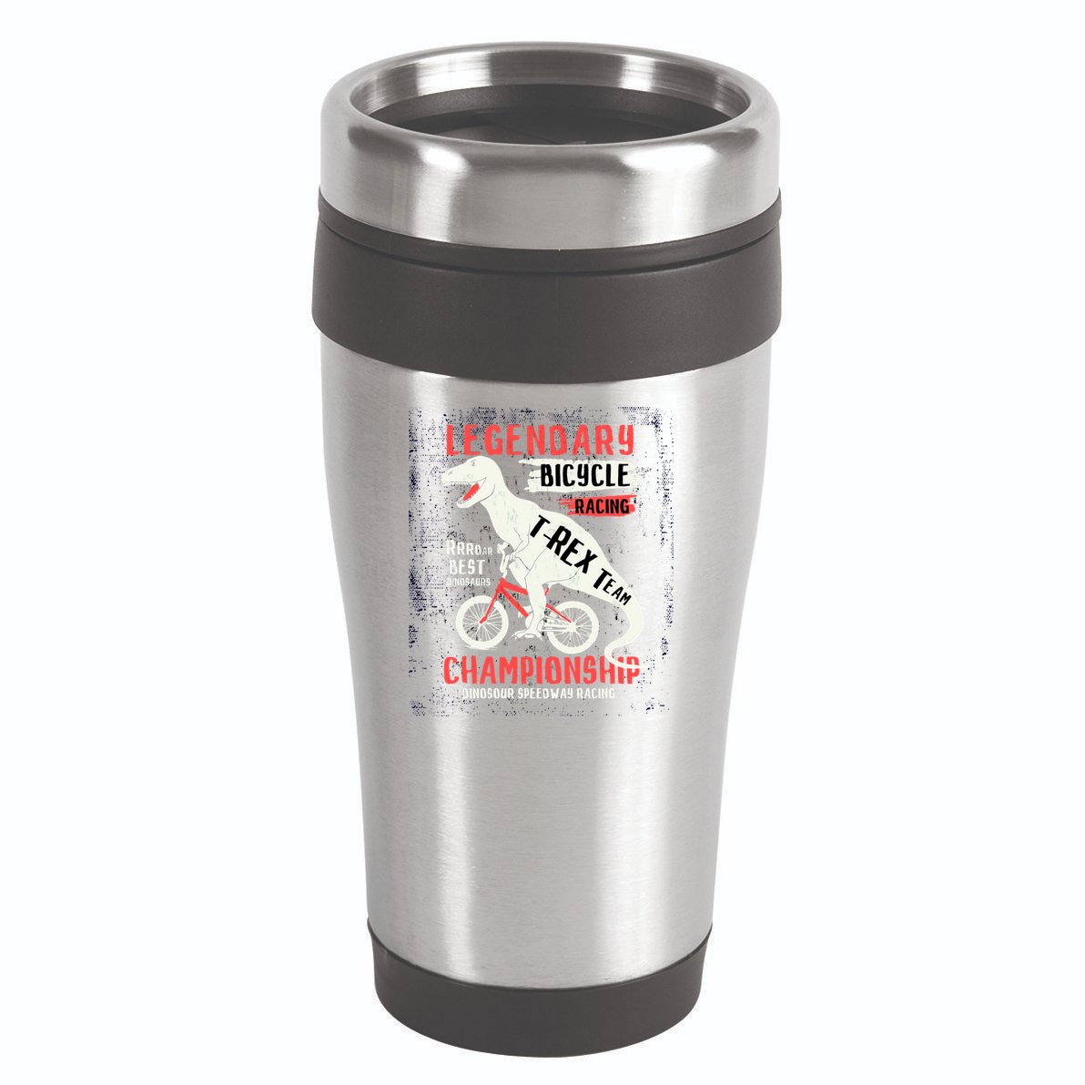 T-Rex Funny Bicycle Racing 16oz Travel Tumbler
