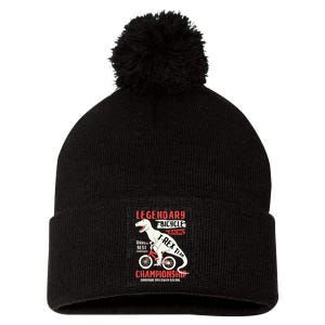 T-Rex Funny Bicycle Racing Pom Pom 12in Knit Beanie