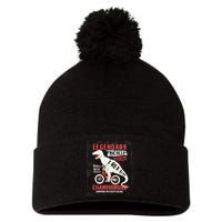 T-Rex Funny Bicycle Racing Pom Pom 12in Knit Beanie