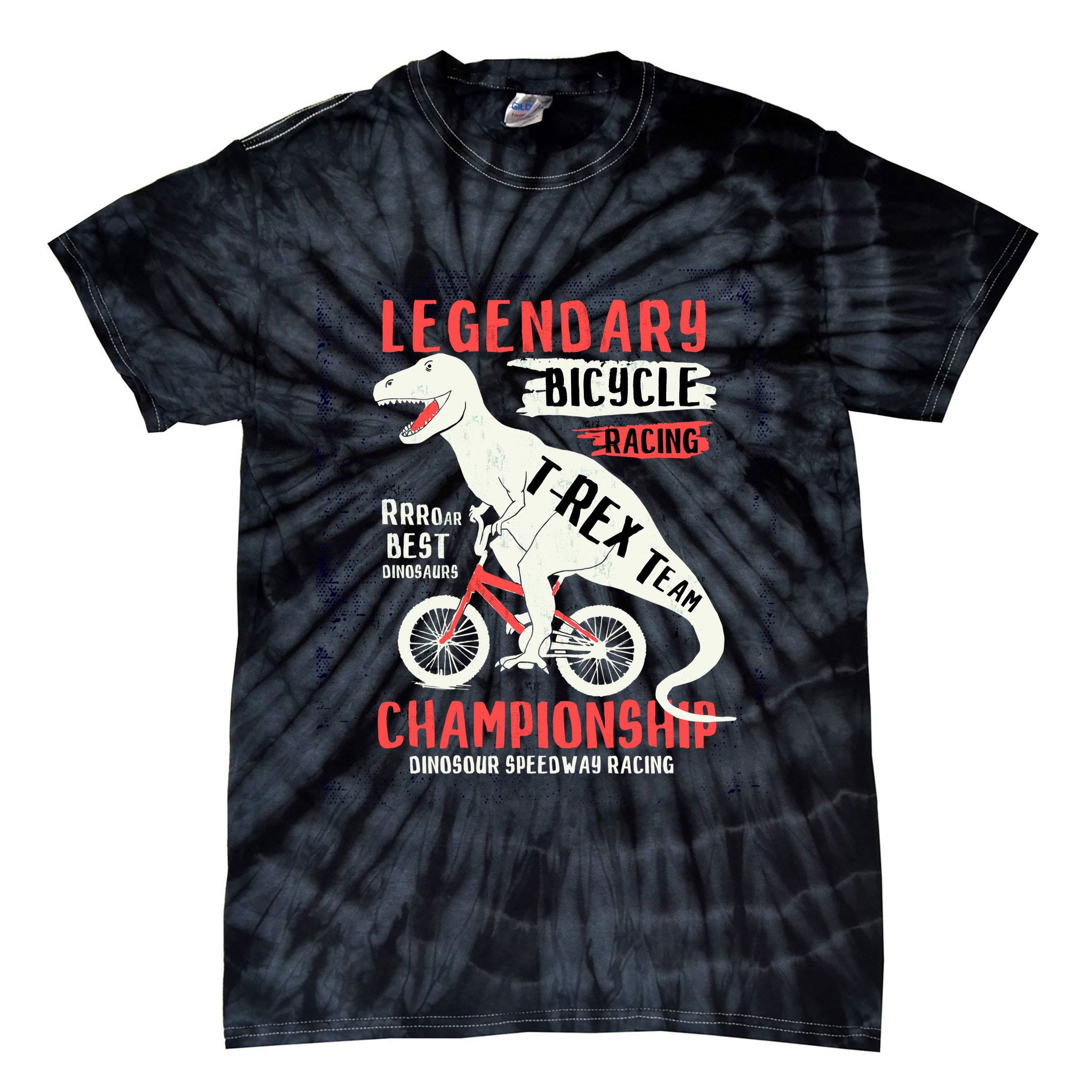 T-Rex Funny Bicycle Racing Tie-Dye T-Shirt