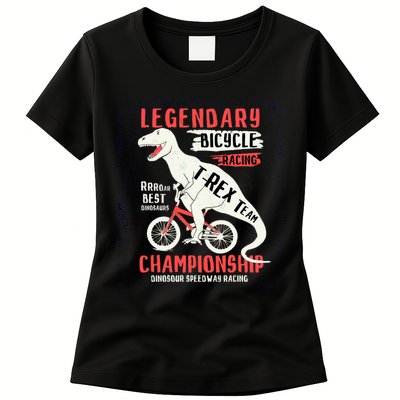 T-Rex Funny Bicycle Racing Womens T-Shirt