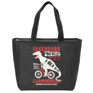 T-Rex Funny Bicycle Racing Zip Tote Bag