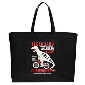 T-Rex Funny Bicycle Racing Cotton Canvas Jumbo Tote