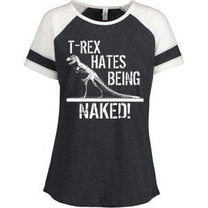 T-Rex Hates Being Naked Enza Ladies Jersey Colorblock Tee