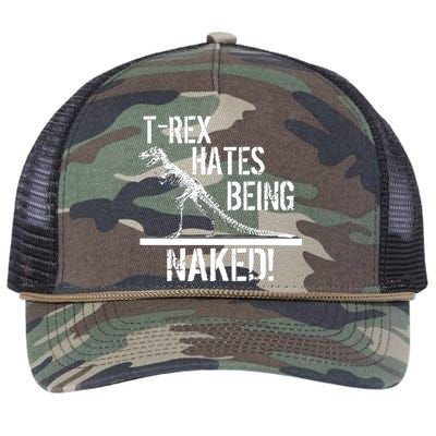 T-Rex Hates Being Naked Retro Rope Trucker Hat Cap