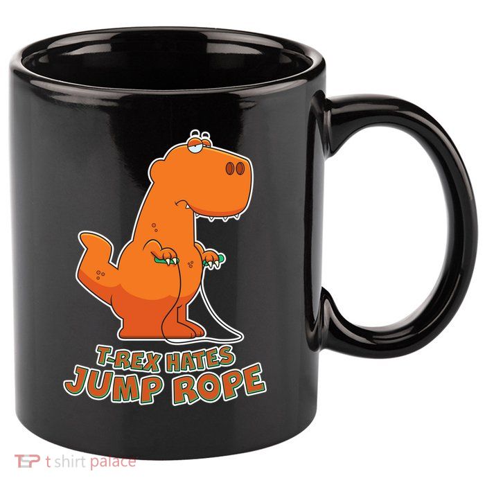 T-Rex Hates Jump Rope 11oz C Handle Ceramic Mug