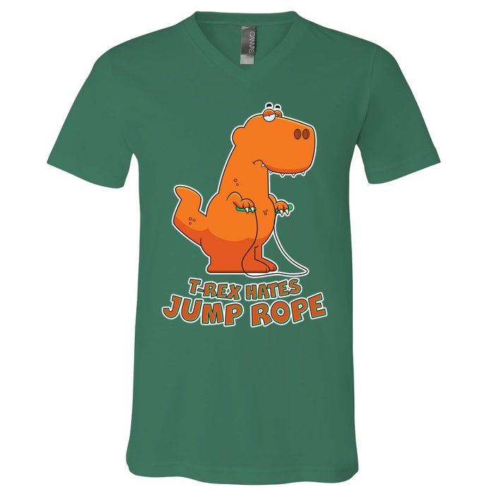 T-Rex Hates Jump Rope V-Neck T-Shirt