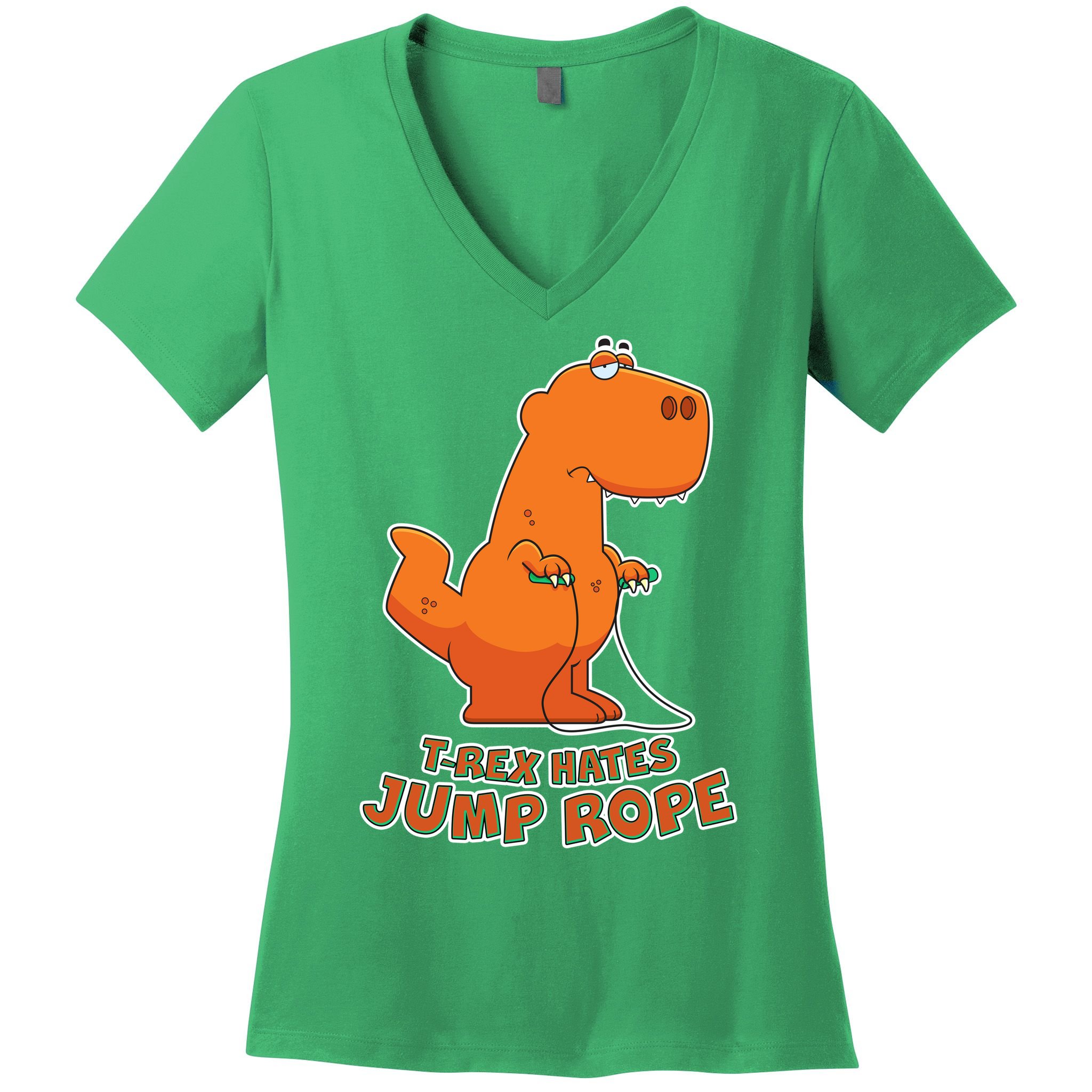 T-Rex Hates Jump Rope Women's V-Neck T-Shirt