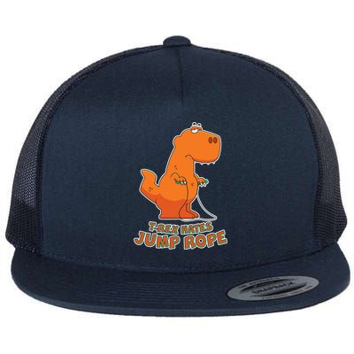 T-Rex Hates Jump Rope Flat Bill Trucker Hat