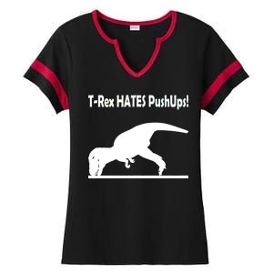 T-Rex Hates Push-Ups Ladies Halftime Notch Neck Tee