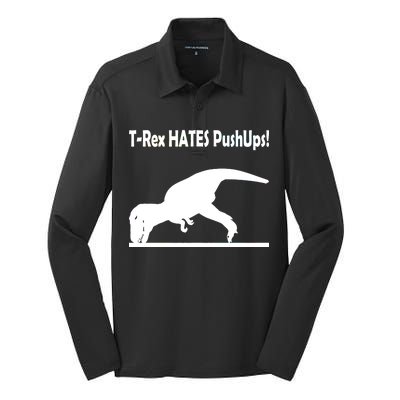 T-Rex Hates Push-Ups Silk Touch Performance Long Sleeve Polo