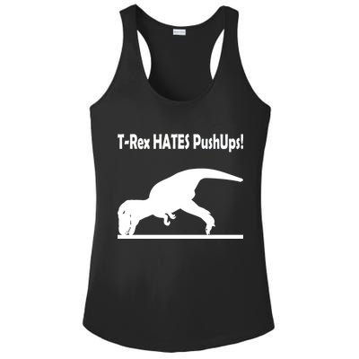 T-Rex Hates Push-Ups Ladies PosiCharge Competitor Racerback Tank
