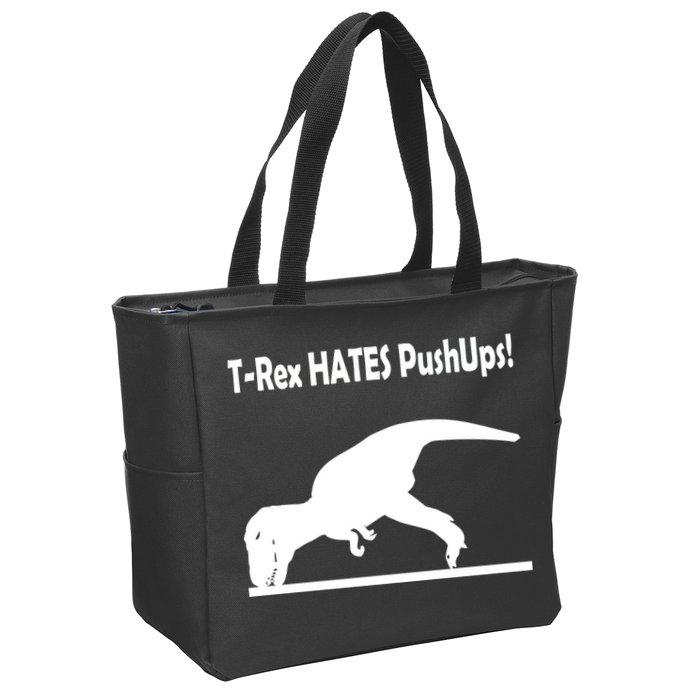 T-Rex Hates Push-Ups Zip Tote Bag