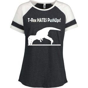 T-Rex Hates Push-Ups Enza Ladies Jersey Colorblock Tee