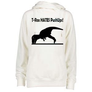 T-Rex Hates Push-Ups Womens Funnel Neck Pullover Hood