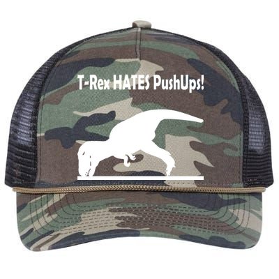 T-Rex Hates Push-Ups Retro Rope Trucker Hat Cap